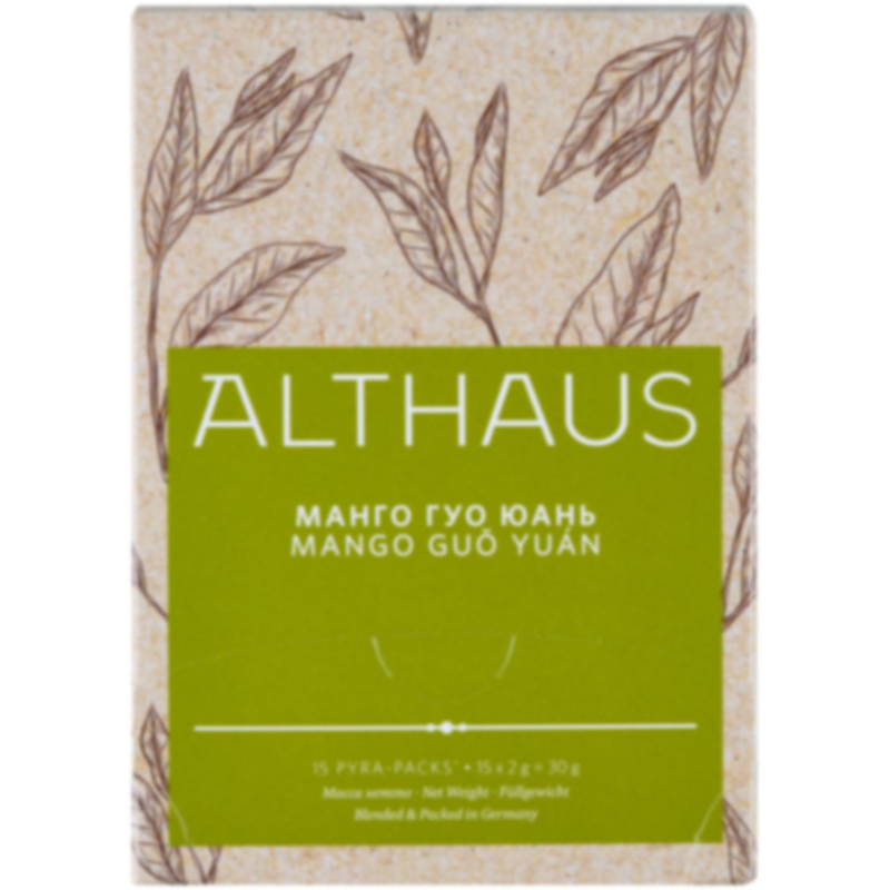 Чай Althaus BIO Mango Guo Yuan зеленый в пирамидках 15 x 2 г - фото 1