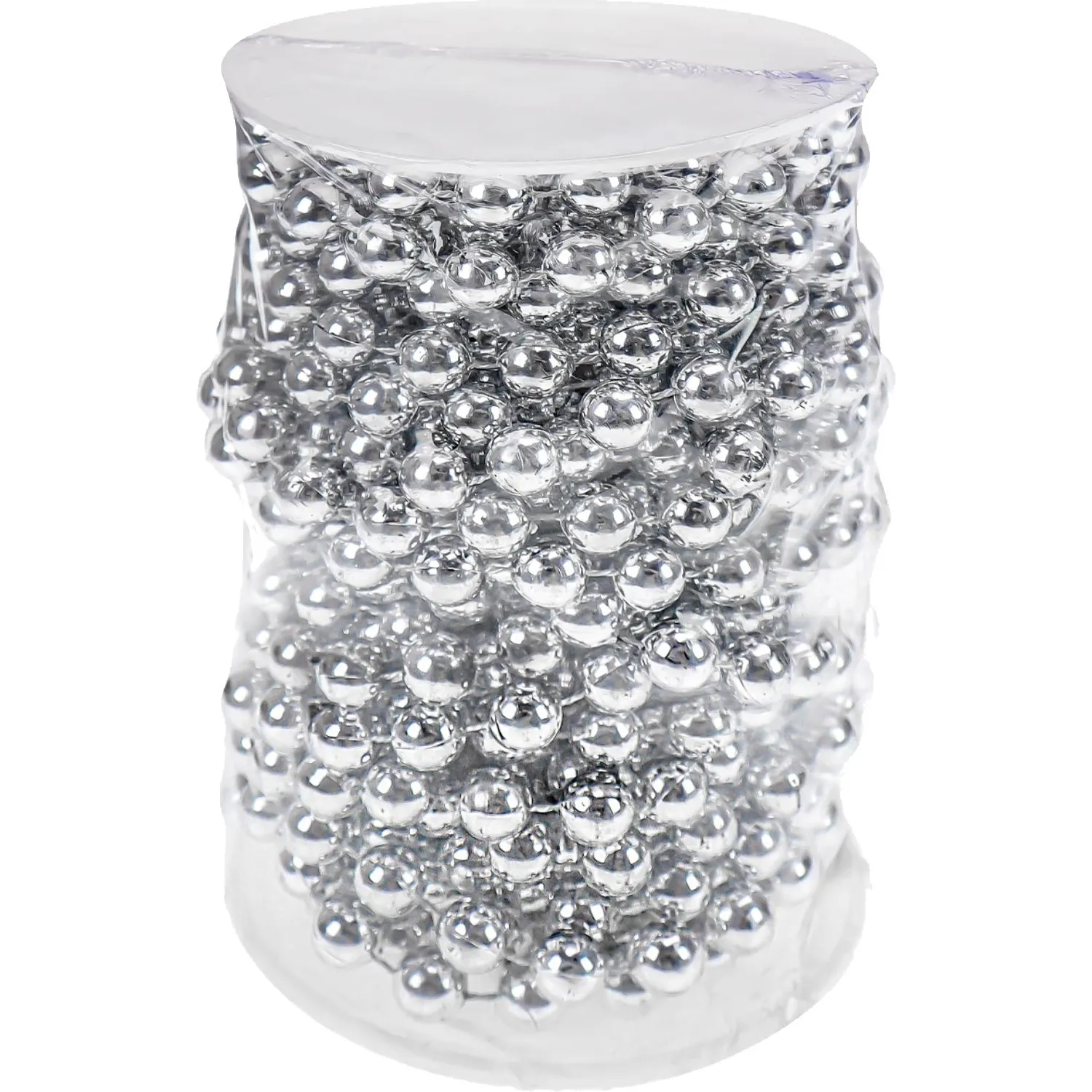 Бусы новогодние на елку серебристые Волшебство 10м,10мм,НУ-3422 - фото 6