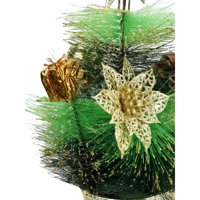 Елка Декоративная  с золотым декором в горшке, 30 см Т-4391 - фото 2