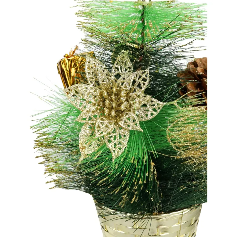 Елка Декоративная  с золотым декором в горшке, 30 см Т-4391 - фото 3