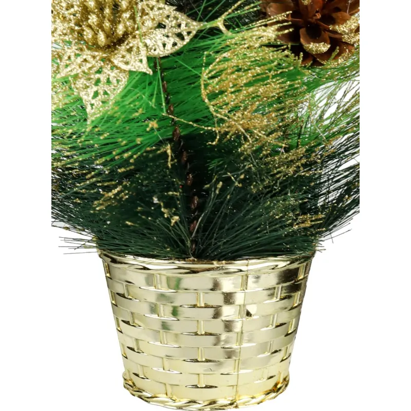 Елка Декоративная  с золотым декором в горшке, 30 см Т-4391 - фото 6