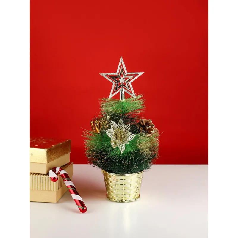 Елка Декоративная  с золотым декором в горшке, 30 см Т-4391 - фото 7