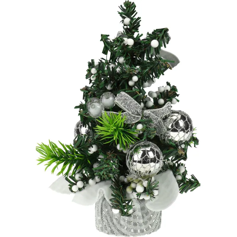 Елка Декоративная с серебряным декором на подставке, 20 см НУ-5663 - фото 2