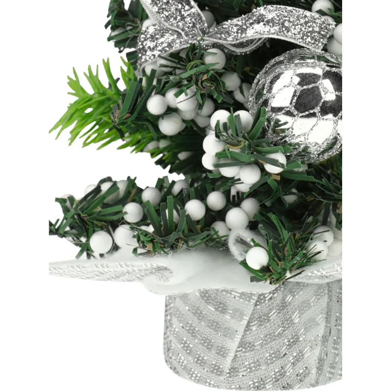 Елка Декоративная с серебряным декором на подставке, 20 см НУ-5663 - фото 3