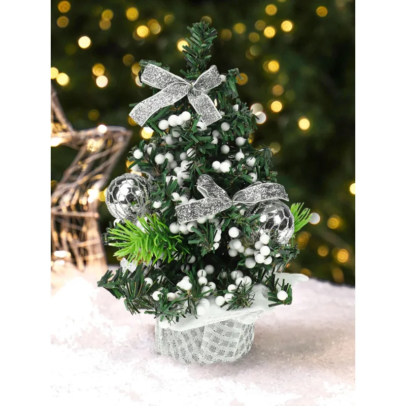 Елка Декоративная с серебряным декором на подставке, 20 см НУ-5663 - фото 5