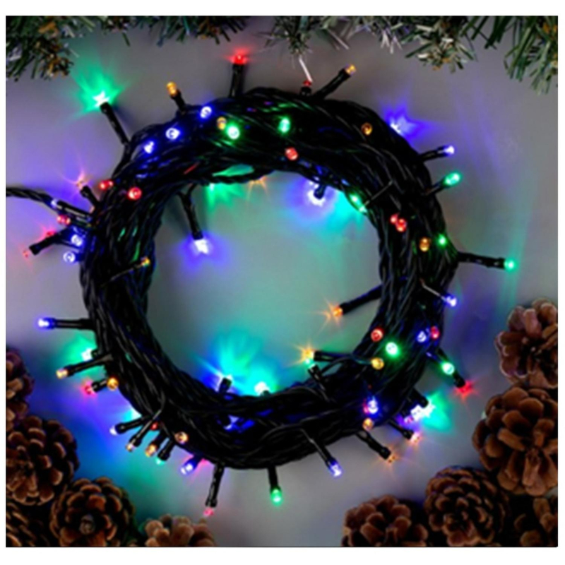 Гирлянда светодиодная 100LED ламп, 1м,  220B, мультицвет,8реж,IP 20,92817 - фото 1