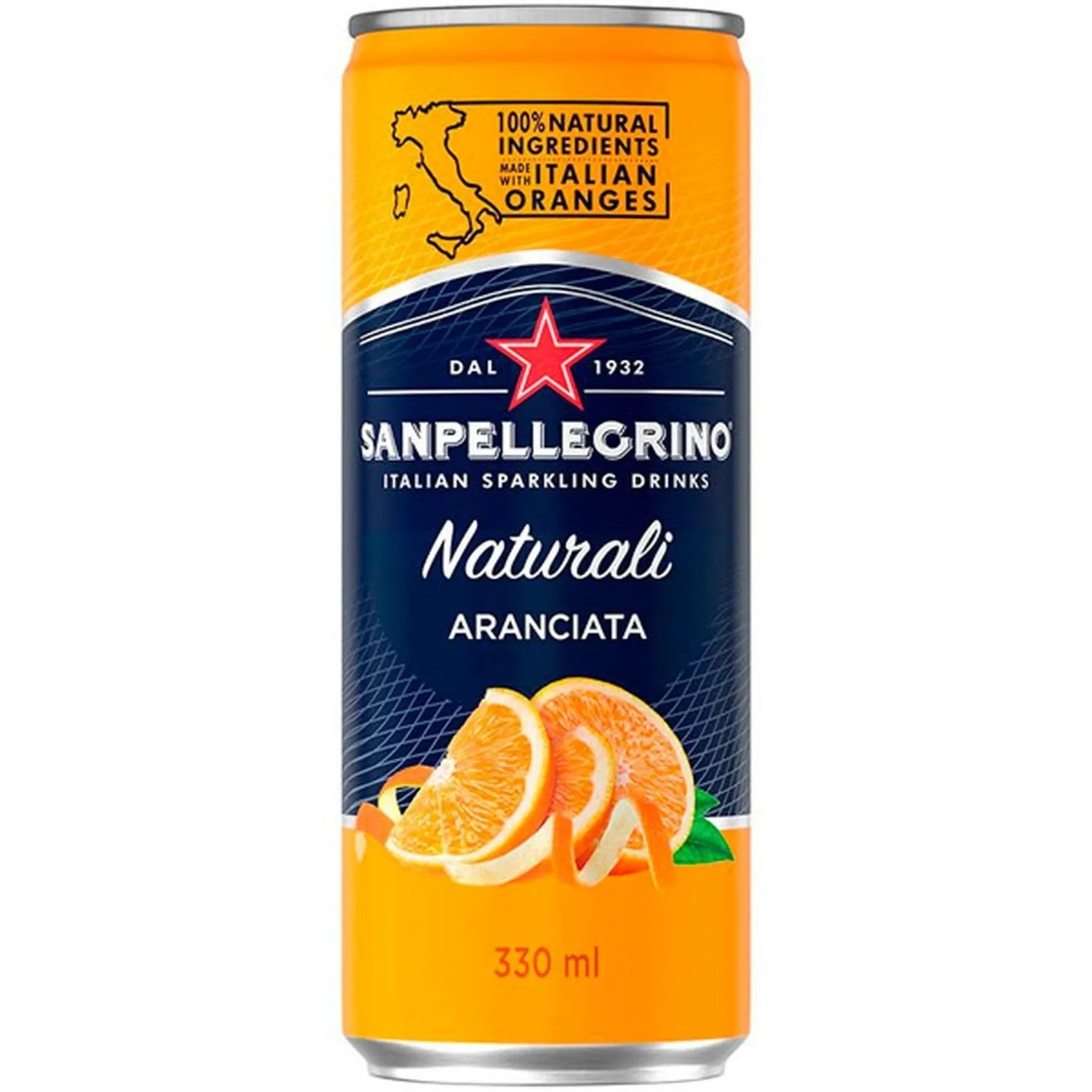 Напиток SanPellegrino Naturali с соком апельсина, газ ж/б 0,33л - фото 1