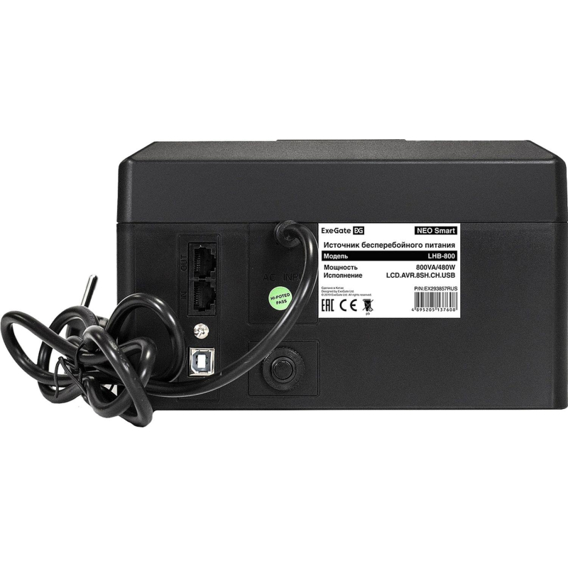 ИБП ExeGate NEO Smart LHB-800 лин-инт, 800ВА/480Вт,8xEURO+4USB(EX293857RUS) - фото 3