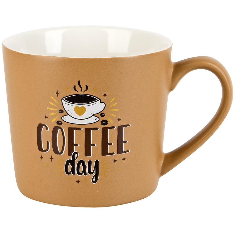 Кружка бежевая фарфоровая Coffee v=360 мл., 1710018-2 - фото 1