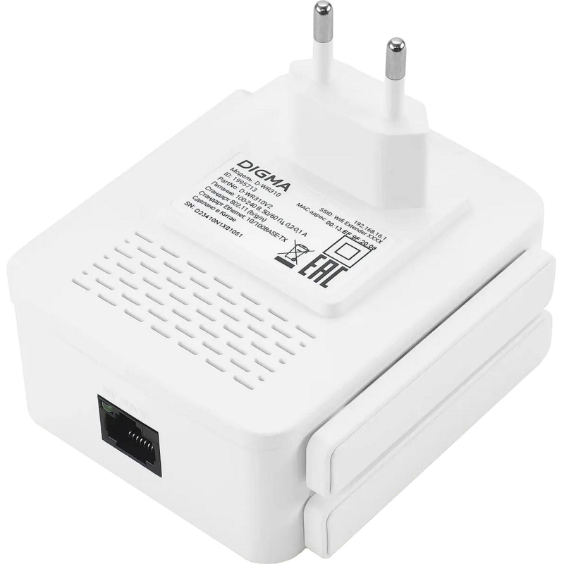 Усилитель сигнала Wi-Fi Digma D-WR310 (D-WR310V2) N300 Wi-Fi белый - фото 4