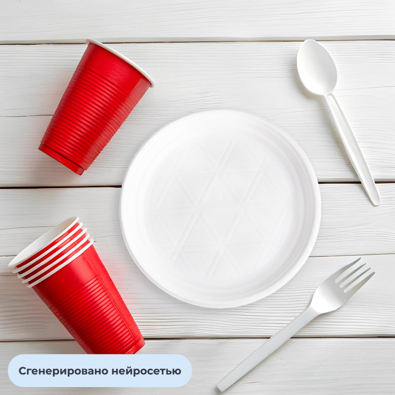 Тарелка одноразовая Комус d 205 мм, бел., ПП, 100шт/уп - фото 6