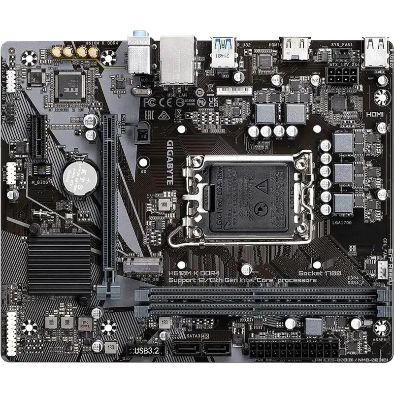 Материнская плата Gigabyte H610M K DDR4 2.0, H610 s1700 mATX - фото 1