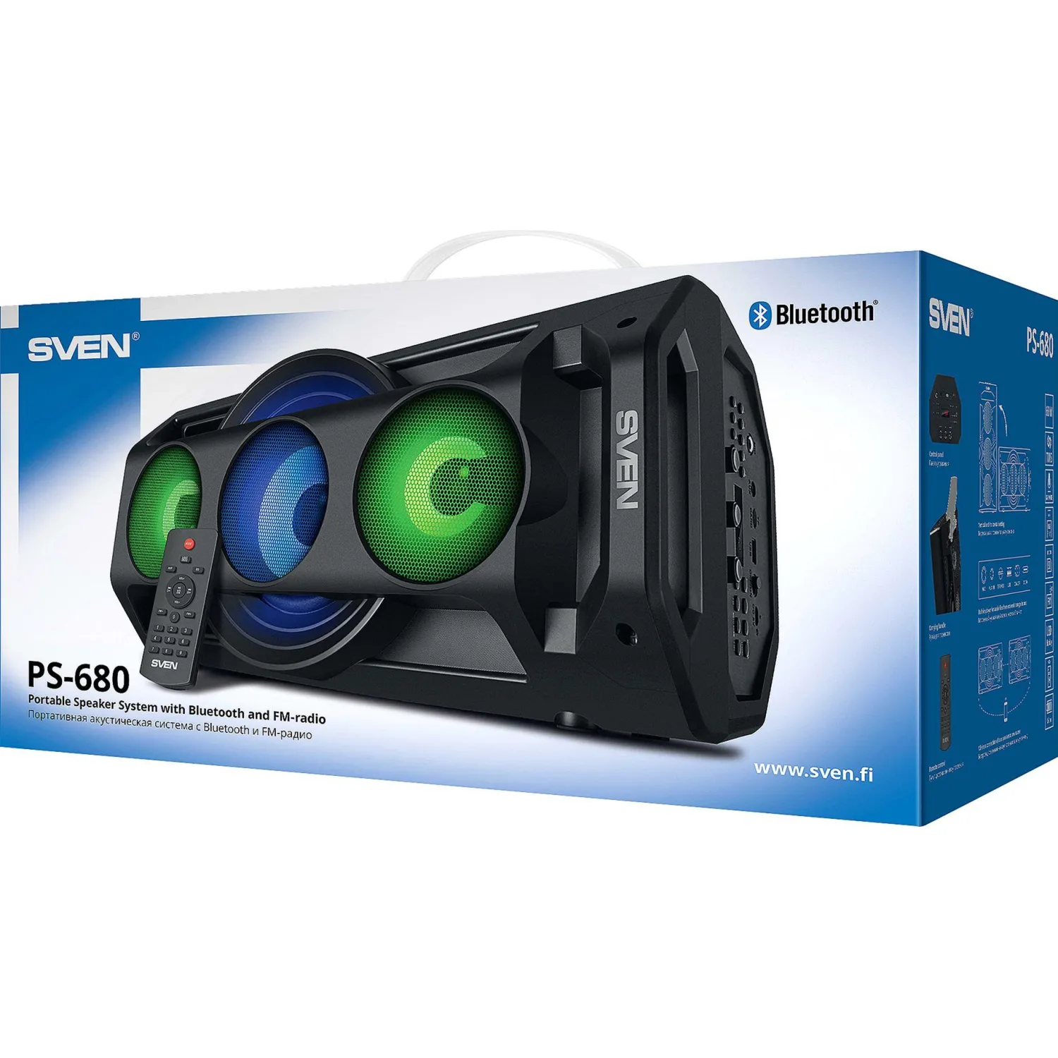 Акустическая система Sven PS-680, 2x32.5Вт, FM/USB/microSD, LED пульт,аккум - фото 9