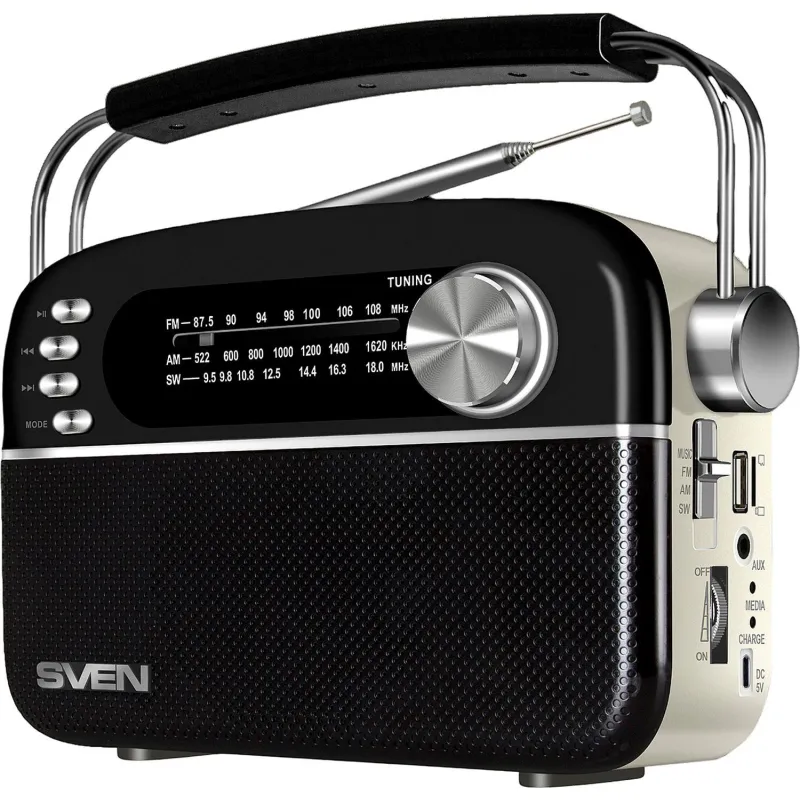 Радиоприемник Sven SRP-505, 3Вт, Bluetooth, FM/AM/SW/USB/microSD/AUX, аккум - фото 1