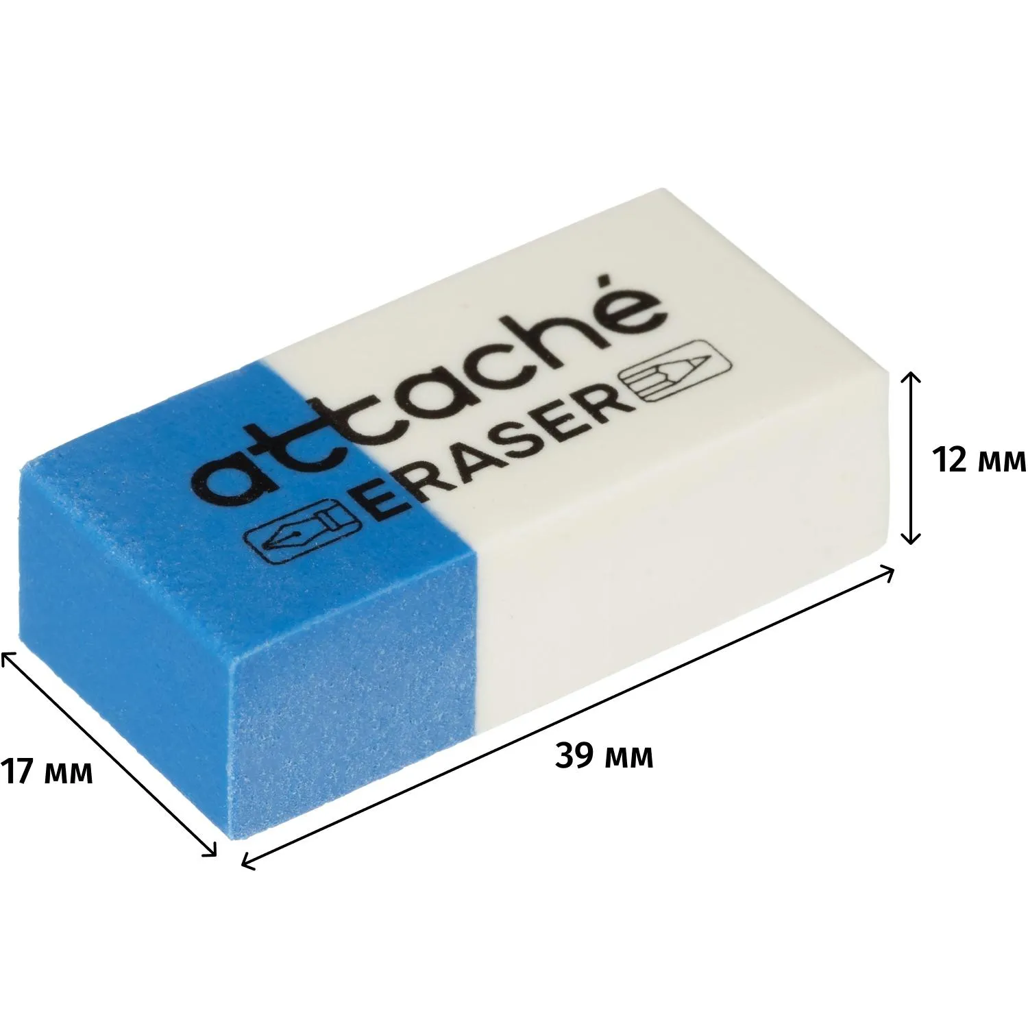 Ластик прямоугольный Attache 39x17x12,термопл.кауч,син/бел,д/ручки и каранд - фото 2