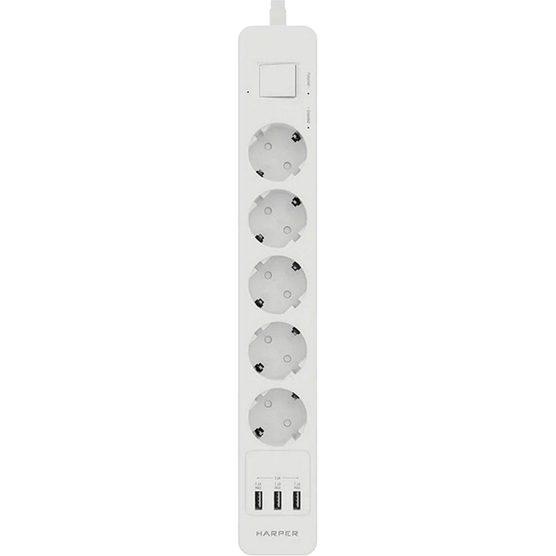 Сетевой фильтр HARPER UCH-560 White 5р/3м/4кВт/16А 3xUSB (H00003014) - фото 1