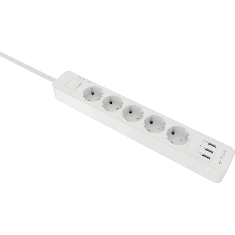 Сетевой фильтр HARPER UCH-560 White 5р/3м/4кВт/16А 3xUSB (H00003014) - фото 2