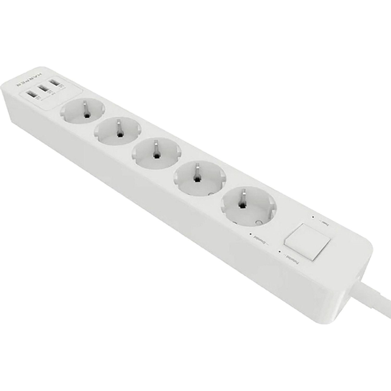 Сетевой фильтр HARPER UCH-530 White 5р/1,5м/4кВт/16А 3xUSB (H00002264) - фото 1
