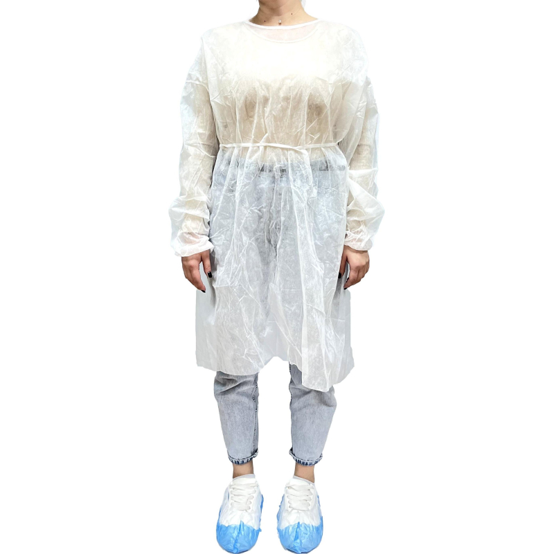 Халат н/с процед, рук.рез, на кнопк, XXXL, пл 25, белый, 10 шт/уп - фото 1