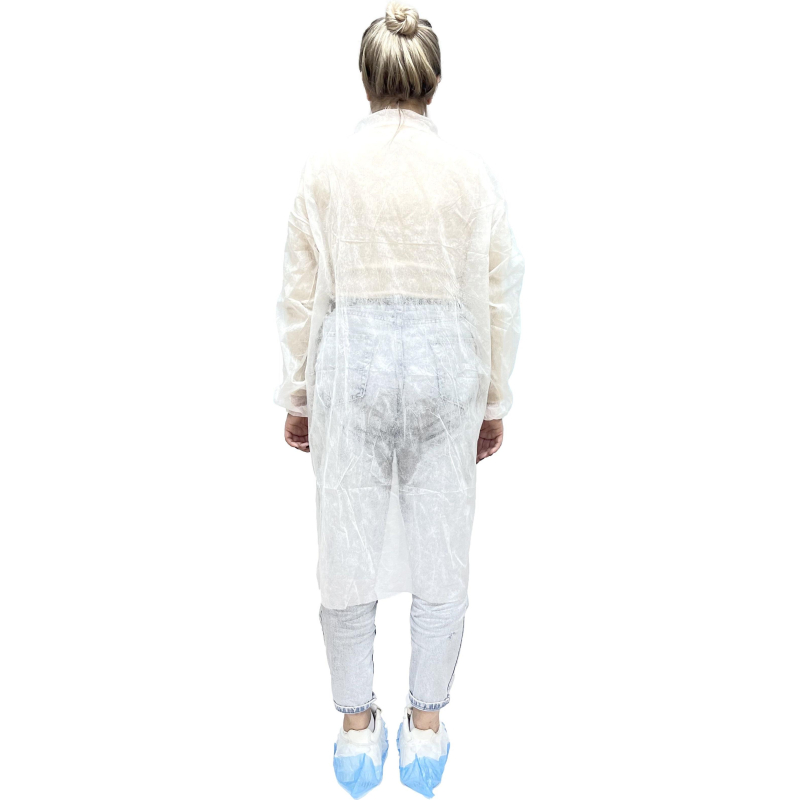 Халат н/с процед, рук.рез, на кнопк, XXXL, пл 25, белый, 10 шт/уп - фото 3