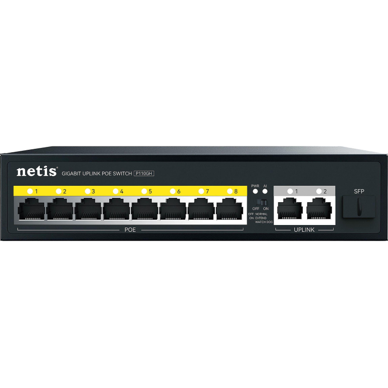 Коммутатор Netis P110GH 8х100 Мбит/с PoE+ 120Вт, 2х1000 Мбит/с, 1xSFP - фото 1
