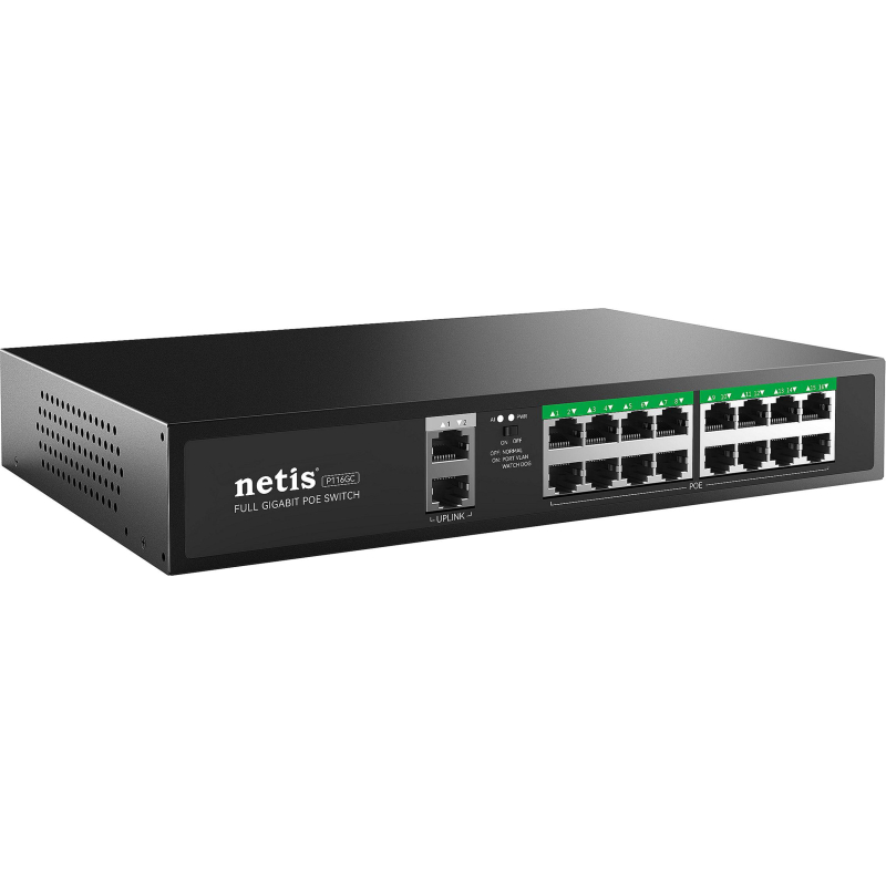 Коммутатор Netis P116GC 16х1000 Мбит/с PoE+ 240Вт, 2х1000 Мбит/с - фото 3