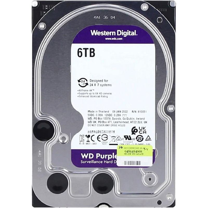 Жесткий диск Western Digital Purple 6TB, SATA, 5400rpm, 256MB(WD63PURU) - фото 1