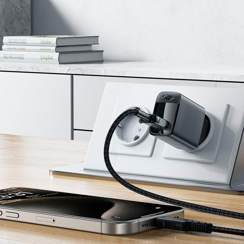 Зарядное устройство сетевое ACEFAST (AF-A90P3-BK)QC18W GaN USB-A с каб - фото 8