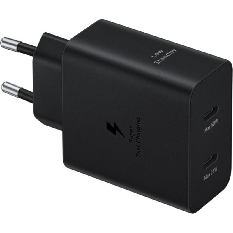 Зарядное устройство сетевое Samsung EP-T5020 50W Duo Type-C Black + cable - фото 1