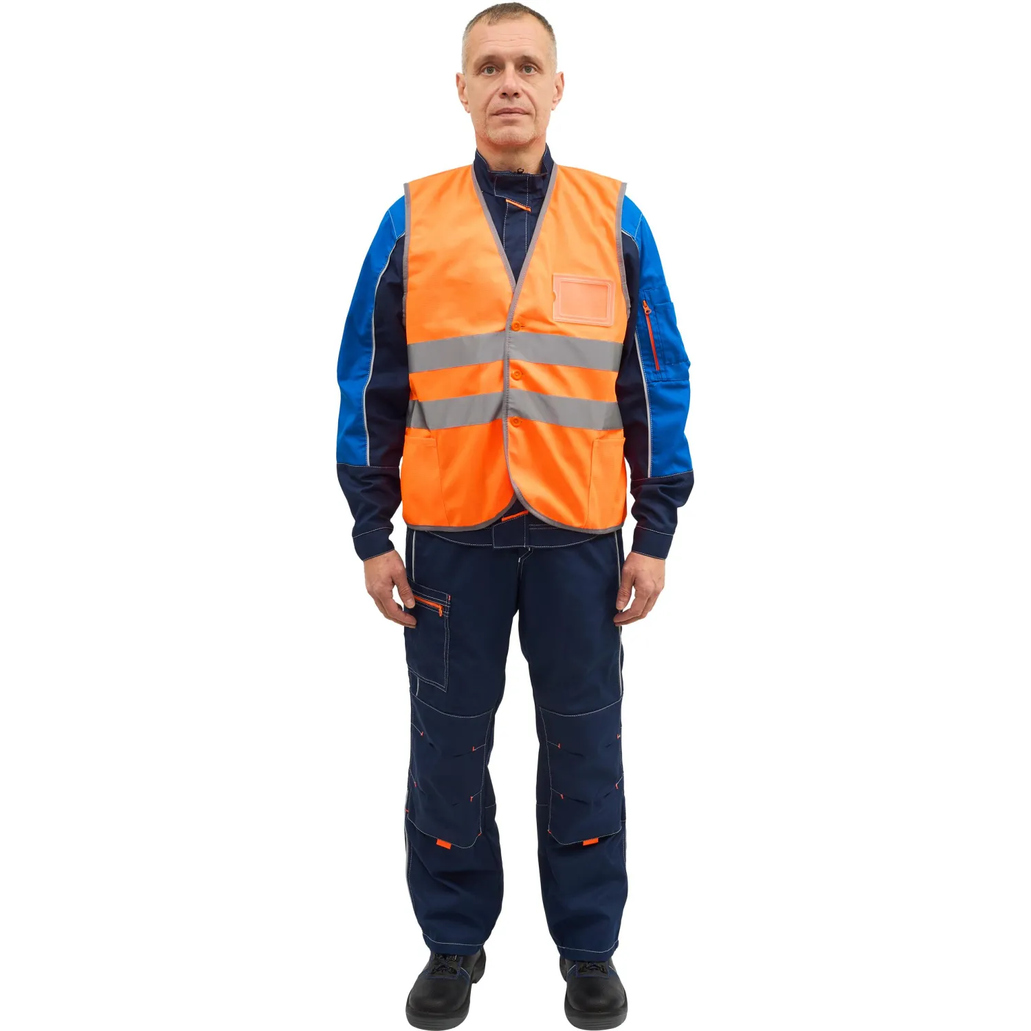 Жилет сигнальный, Тип 2Т с бейджем, цв.оранж.(р.L/48-50) - фото 1