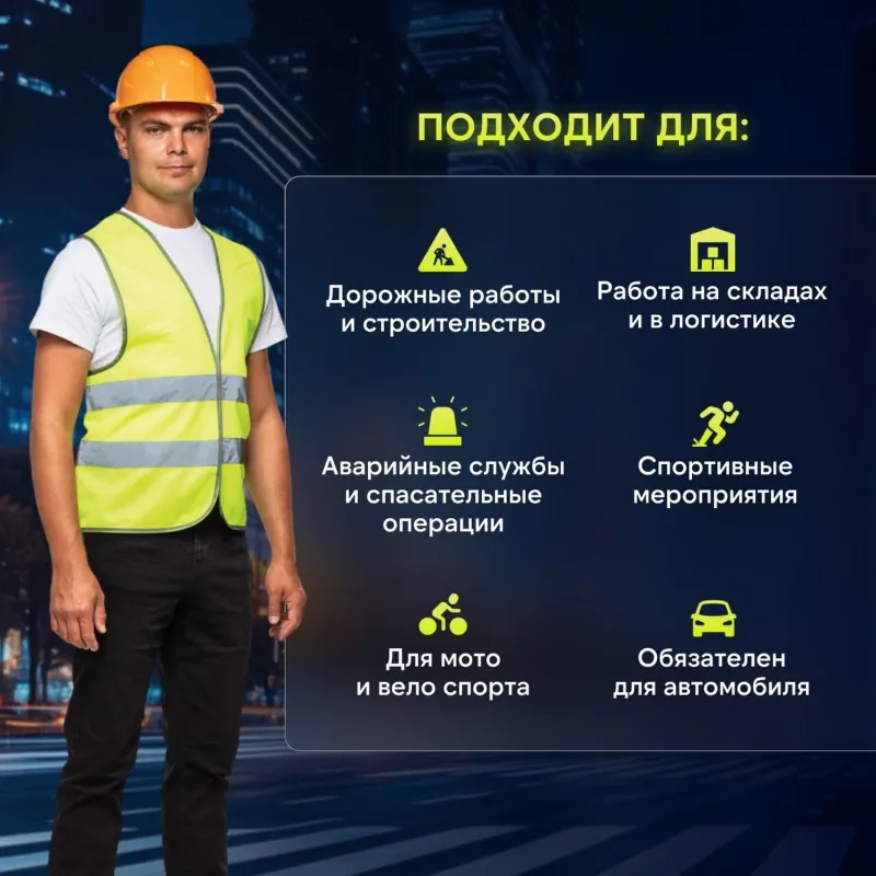 Жилет сигнальный, Тип 1Е, цв.лимон.(р.XS-M/40-46) - фото 3