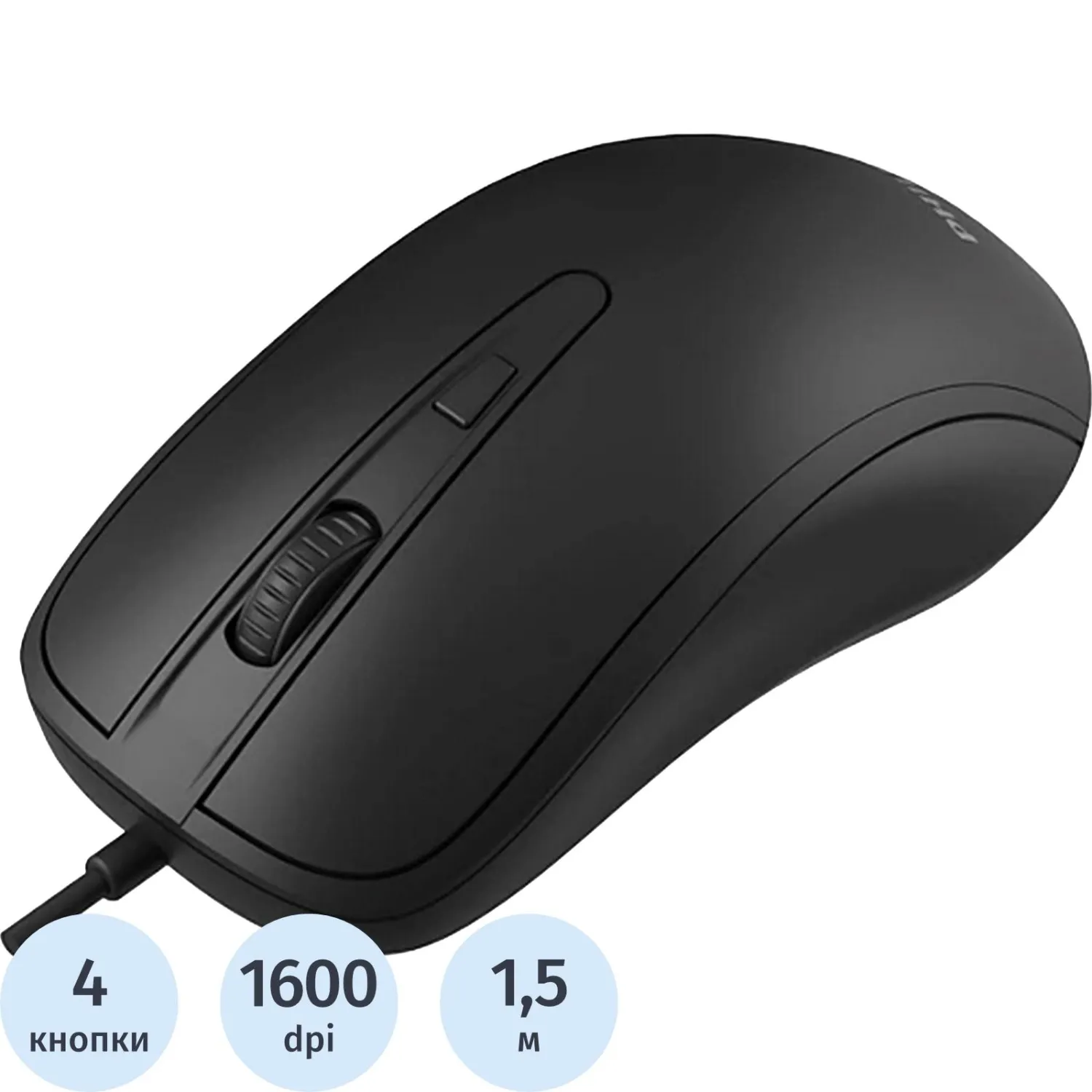 Мышь компьютерная Philips (SPK7214B/60) провод 4кн. USB2.0 800-1600dpi черн - фото 1