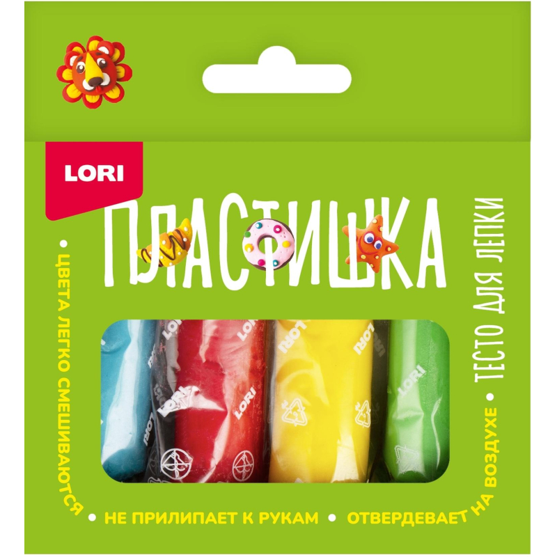 Тесто для лепки Пластишка 4 цв по 30 гр (коробка с вырубным окном), Тдл-046 - фото 1