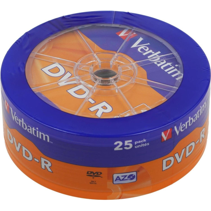 Носители информации DVD-R Verbatim 4.7Gb 16x wagon wheel 25шт/уп (43730) - фото 1
