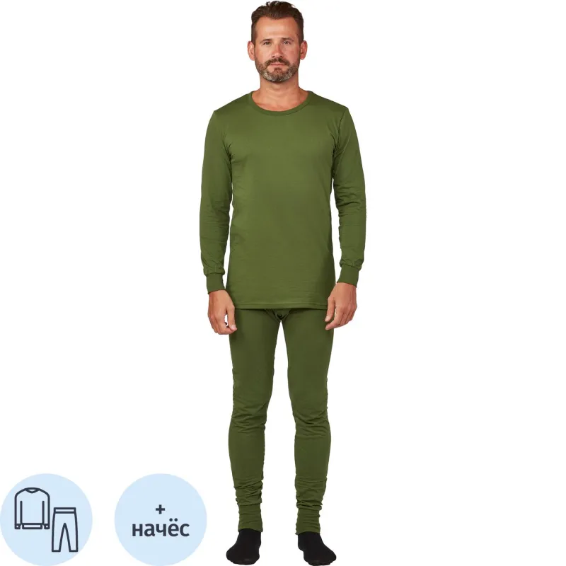 Белье нательное трикотаж зимнее цвет олива (р.48-50) р.158-164 - фото 1