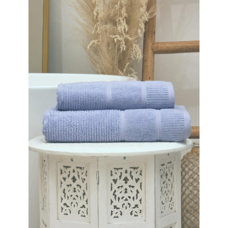 Набор полотенец махровых TAC DORA 50х90,70х140 550 г/м2 GRAY-BLUE,сер-голуб - фото 6