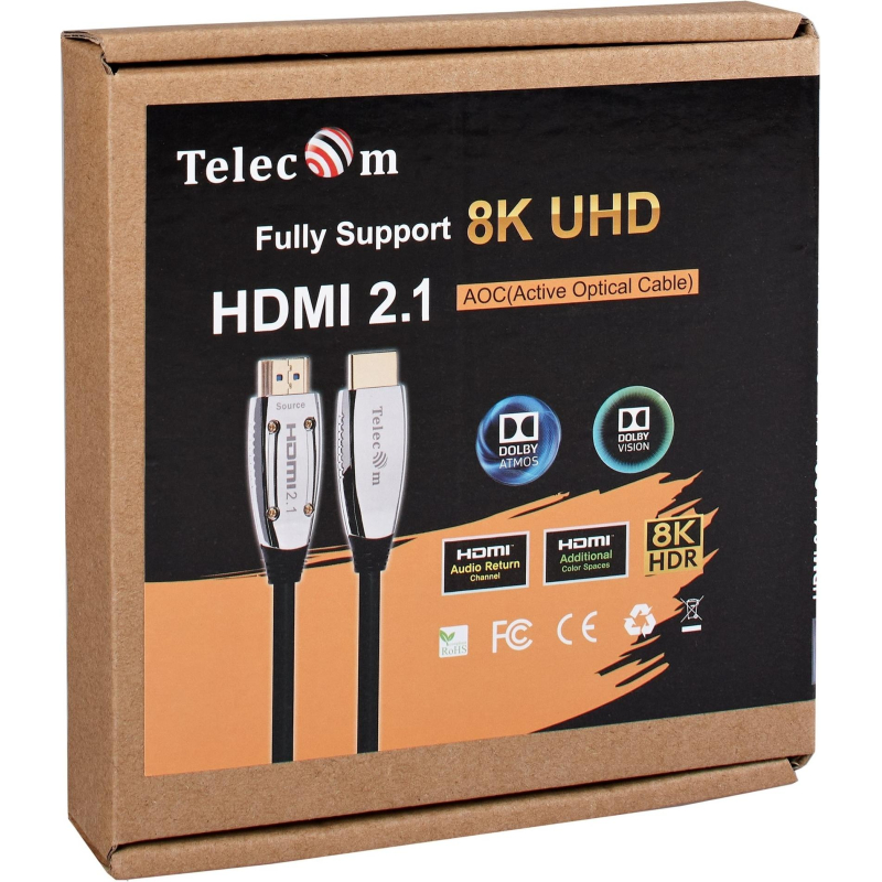 Кабель активный оптический HDMI 19M/M,ver. 2.1, 5m Telecom (TCG2120-5M) - фото 14
