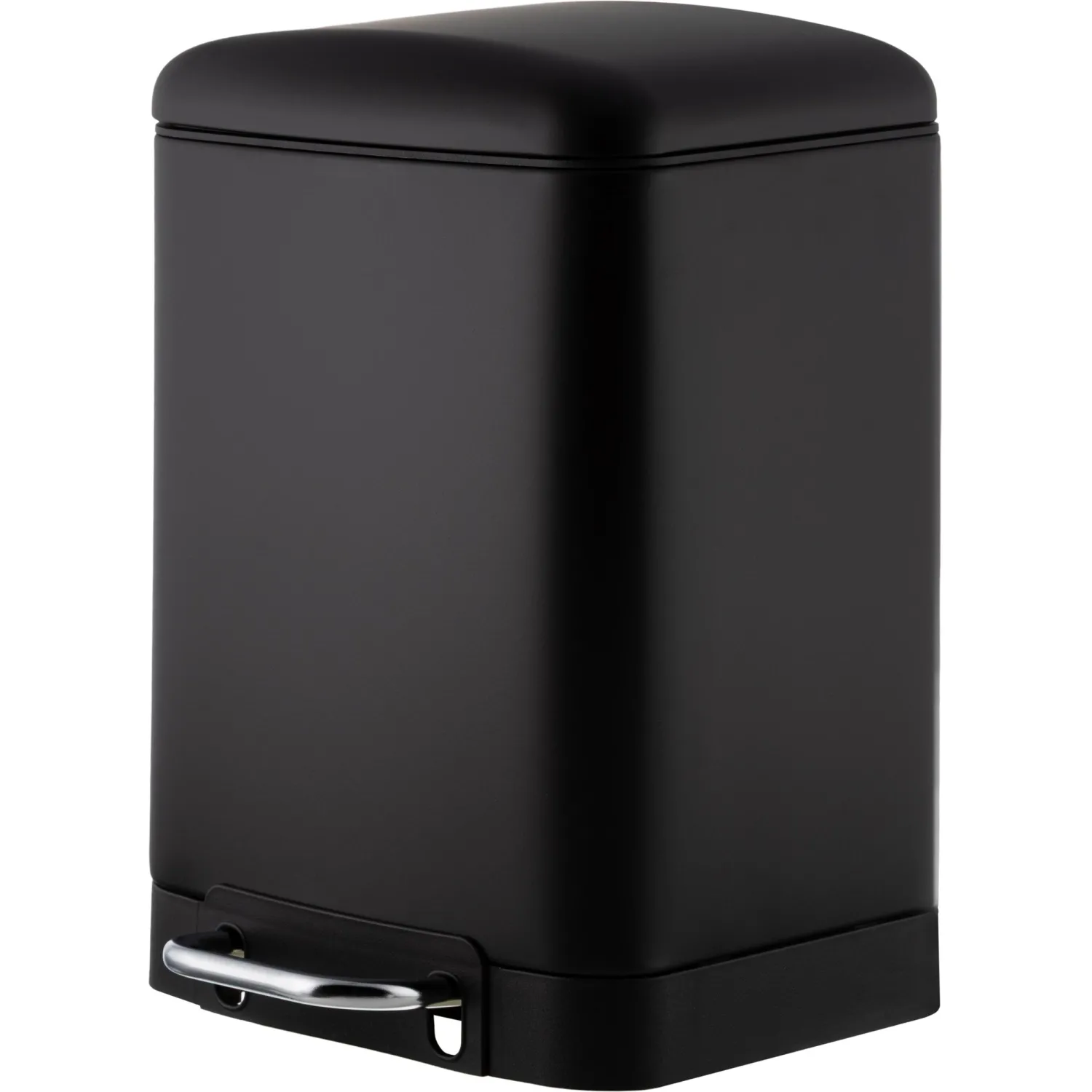 Ведро мусорное с педалью и доводчиком Luscan 6л, черное,прямоуг,металл - фото 1