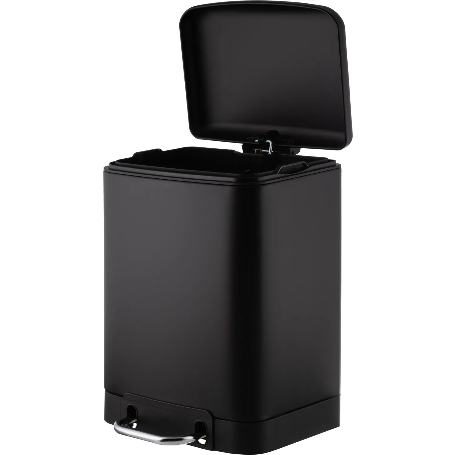 Ведро мусорное с педалью и доводчиком Luscan 6л, черное,прямоуг,металл - фото 3