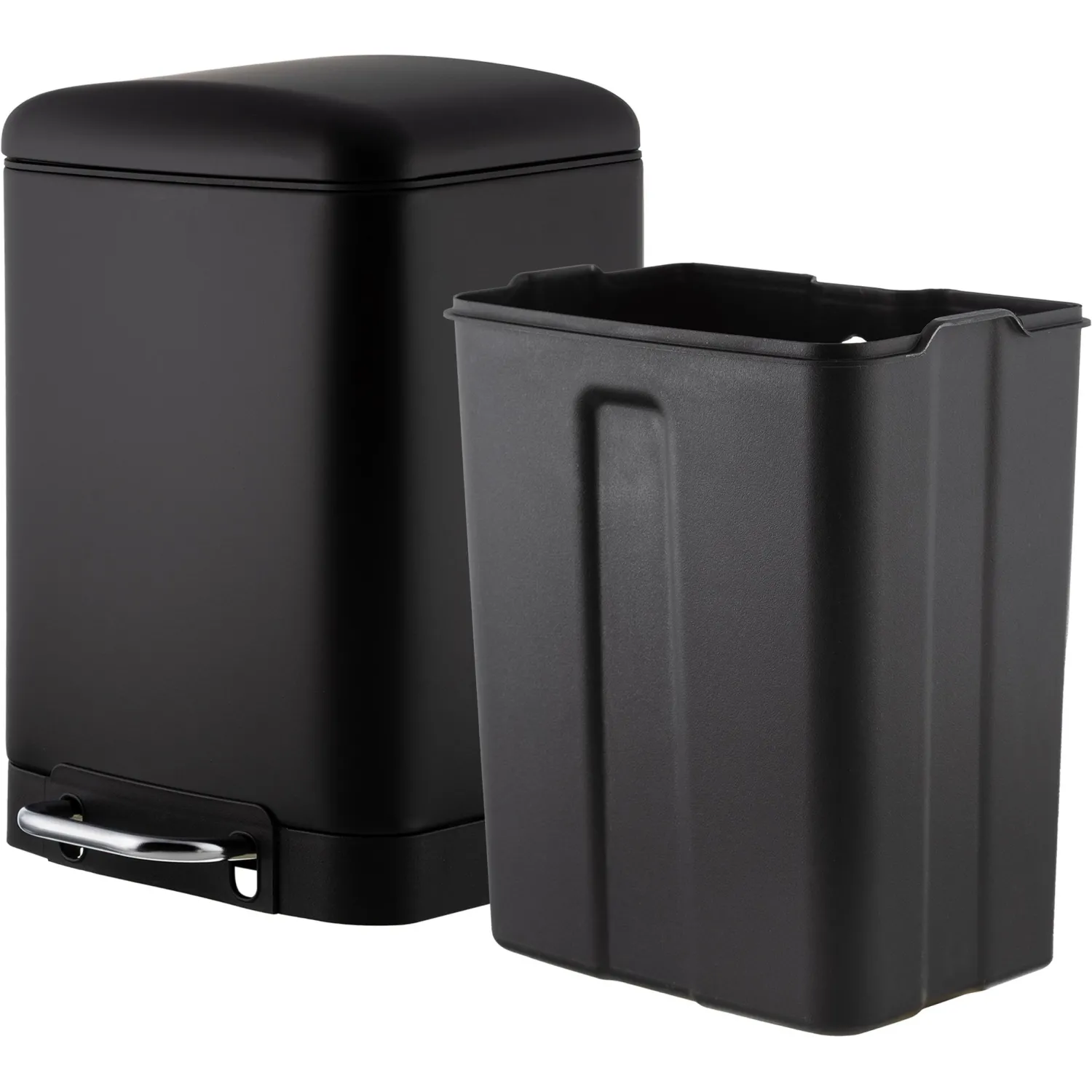 Ведро мусорное с педалью и доводчиком Luscan 6л, черное,прямоуг,металл - фото 4