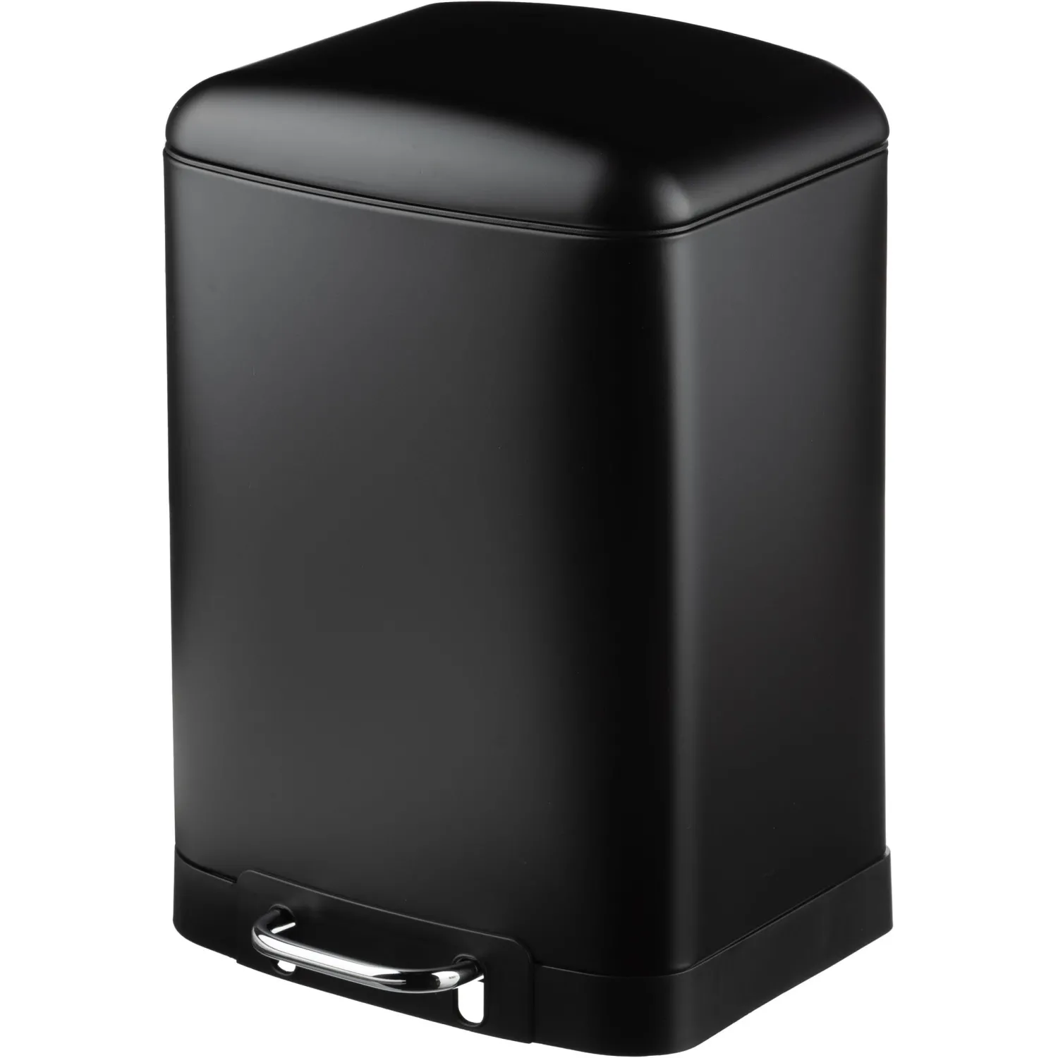 Ведро мусорное с педалью и доводчиком Luscan 12л,черное,прямоуг,металл - фото 1