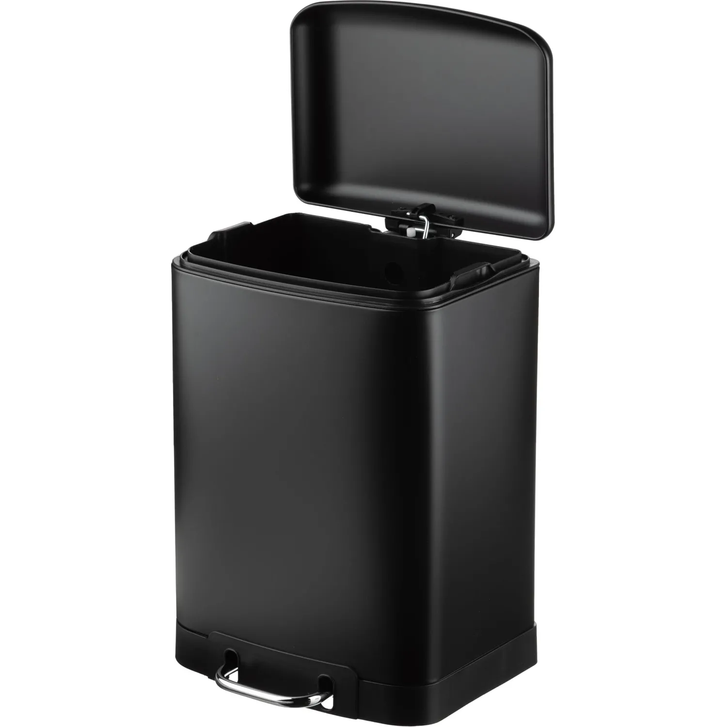 Ведро мусорное с педалью и доводчиком Luscan 12л,черное,прямоуг,металл - фото 3