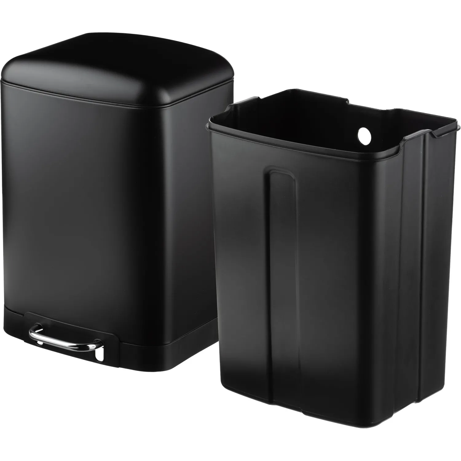 Ведро мусорное с педалью и доводчиком Luscan 12л,черное,прямоуг,металл - фото 4