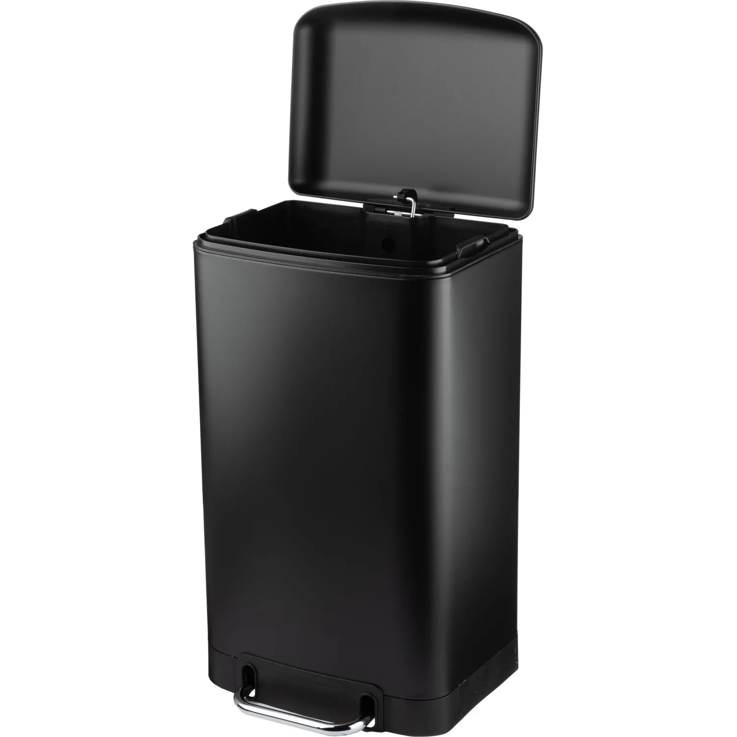 Ведро мусорное с педалью и доводчиком Luscan 30л,черное,прямоуг,металл - фото 3