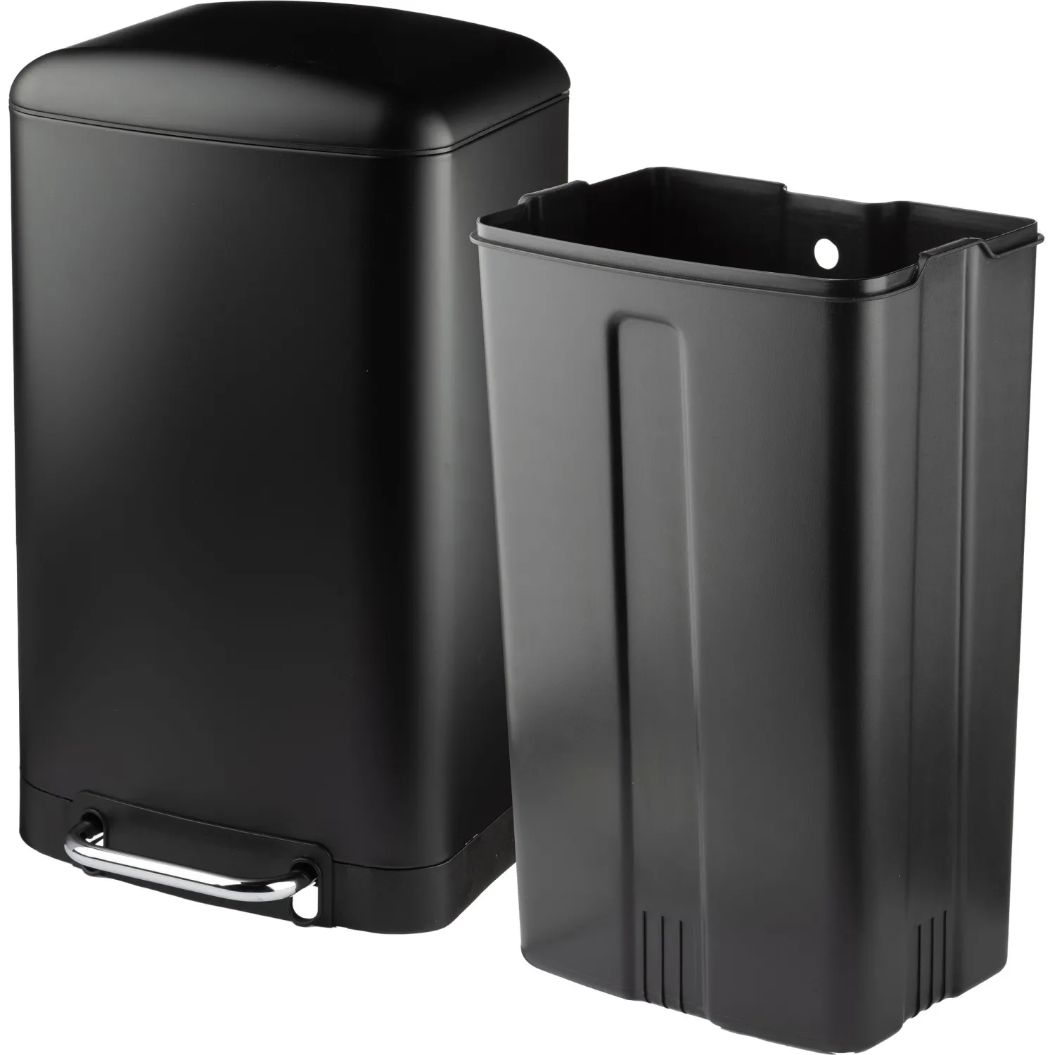 Ведро мусорное с педалью и доводчиком Luscan 30л,черное,прямоуг,металл - фото 4