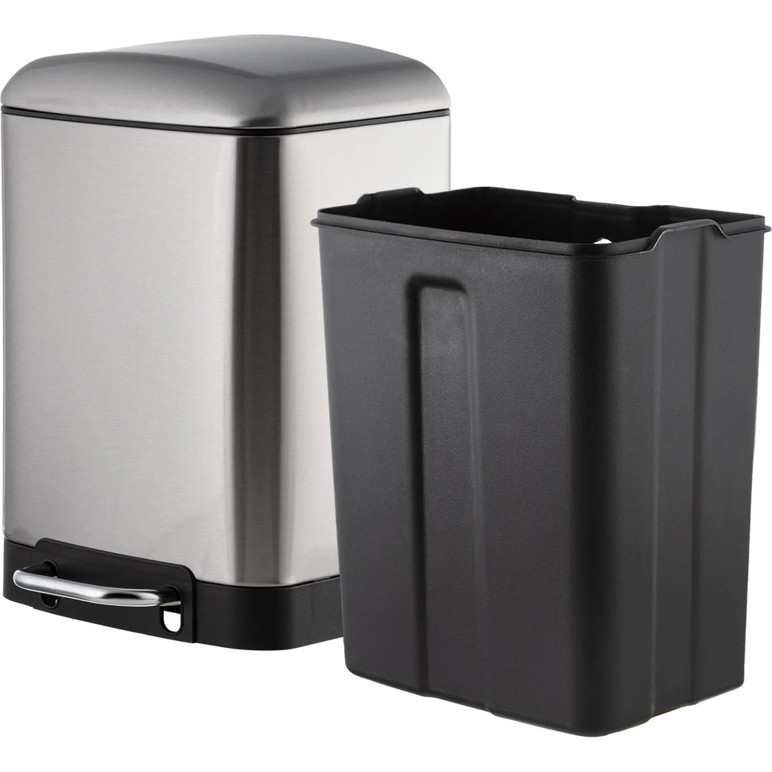 Ведро мусорное с педалью и доводчиком Luscan 6л,матов.,прямоуг,нерж сталь - фото 4