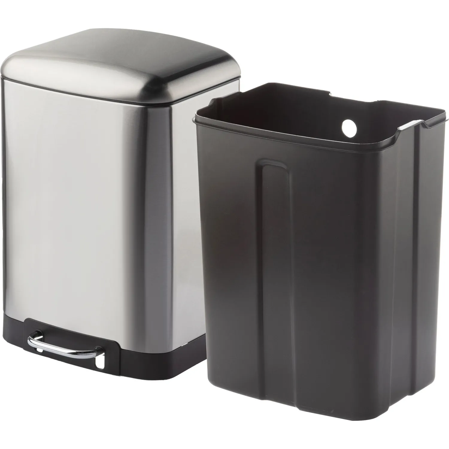 Ведро мусорное с педалью и доводчиком Luscan 12л,матов., прямоуг,нерж сталь - фото 4