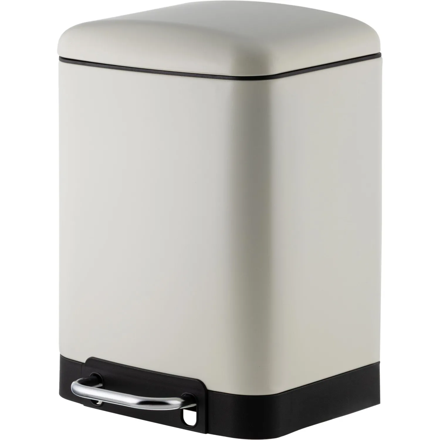 Ведро мусорное с педалью и доводчиком Luscan 6л,бежевое,прямоуг,металл - фото 1