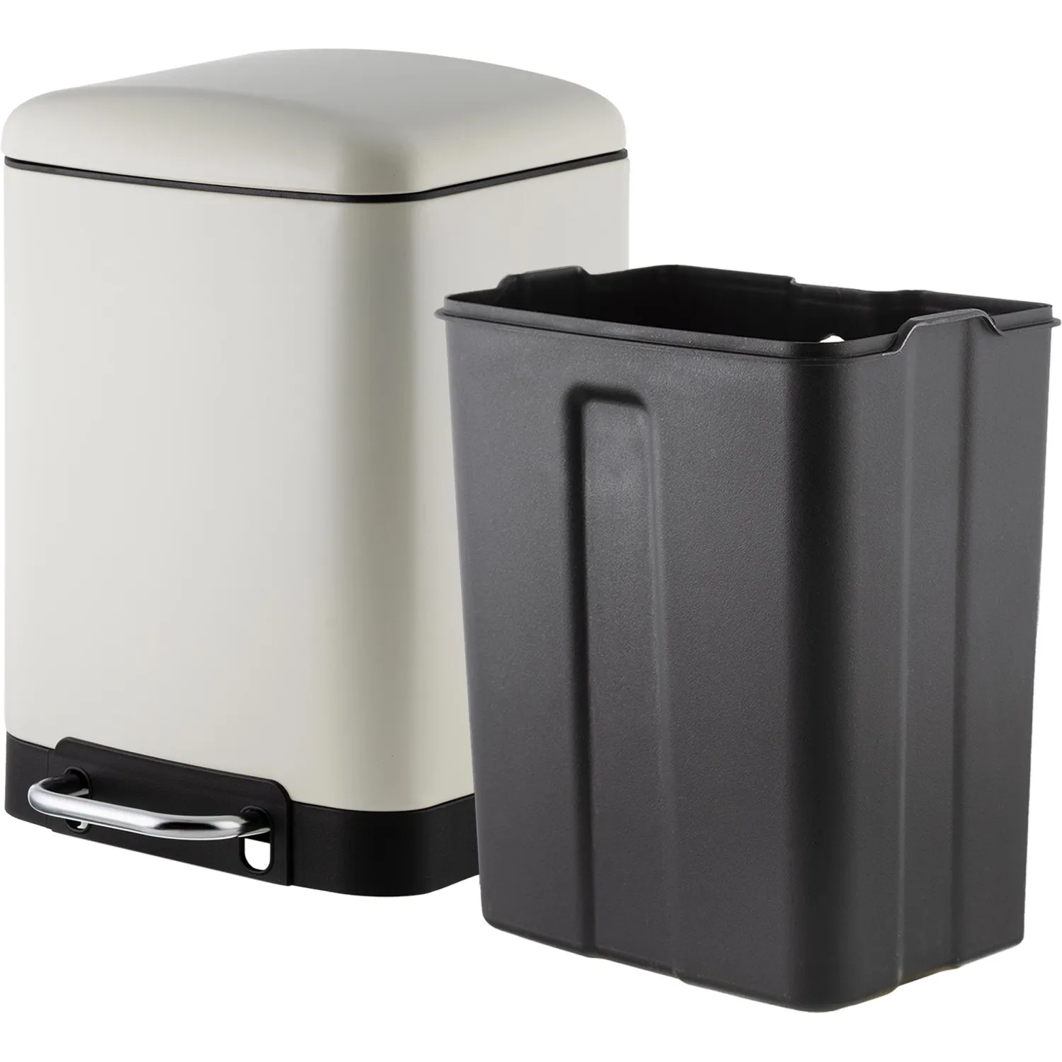 Ведро мусорное с педалью и доводчиком Luscan 6л,бежевое,прямоуг,металл - фото 4