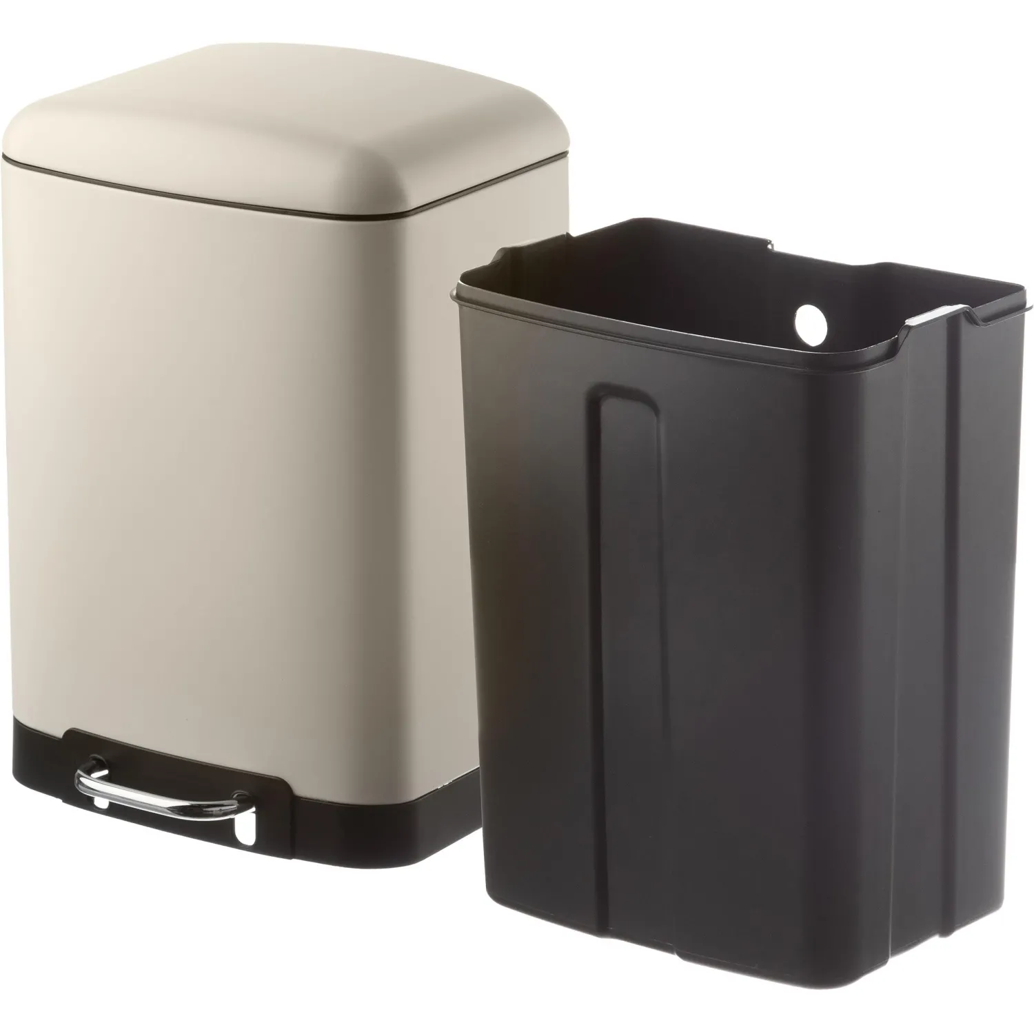 Ведро мусорное с педалью и доводчиком Luscan 12л,бежевое,прямоуг,металл - фото 4